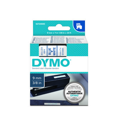 DYMO 40914 Beyaz/Mavi D1 Yedek Şerit (9 mm x 7 mt)