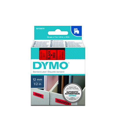 DYMO 45017 Kırmızı/Siyah D1 Yedek Şerit (12 mm x 7 mt)