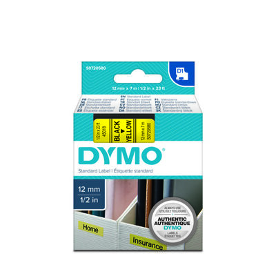 DYMO 45018 Sarı/Siyah D1 Yedek Şerit (12 mm x 7 mt)