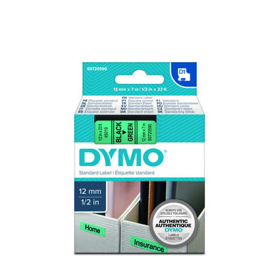 DYMO 45019 Yeşil/Siyah D1 Yedek Şerit (12 mm x 7 mt)