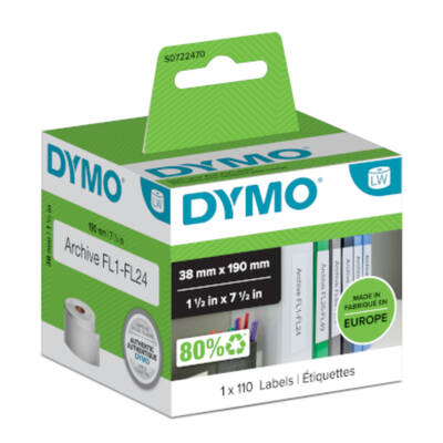 DYMO 99018 LW Dar Klasör Sırt Etiketi 38x190mm / 110 lu Paket