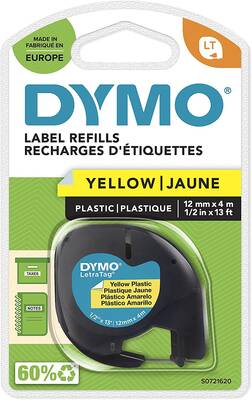 DYMO S0721620 Sarı LetraTag Plastik Şerit (12mm x 4mt)