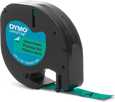 DYMO S0721640 Yeşil LetraTag Plastik Şerit (12mm x 4mt)