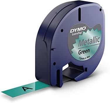 DYMO S0721740 Metalik Yeşil LetraTag Metalik Şerit (12mm x 4mt