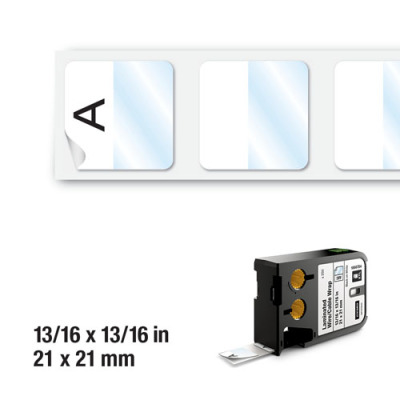 DYMO XTL 1868704 Lamineli Tel Kablo Etiketi 21x21mm Beyaz - Siyah (250 Adet)